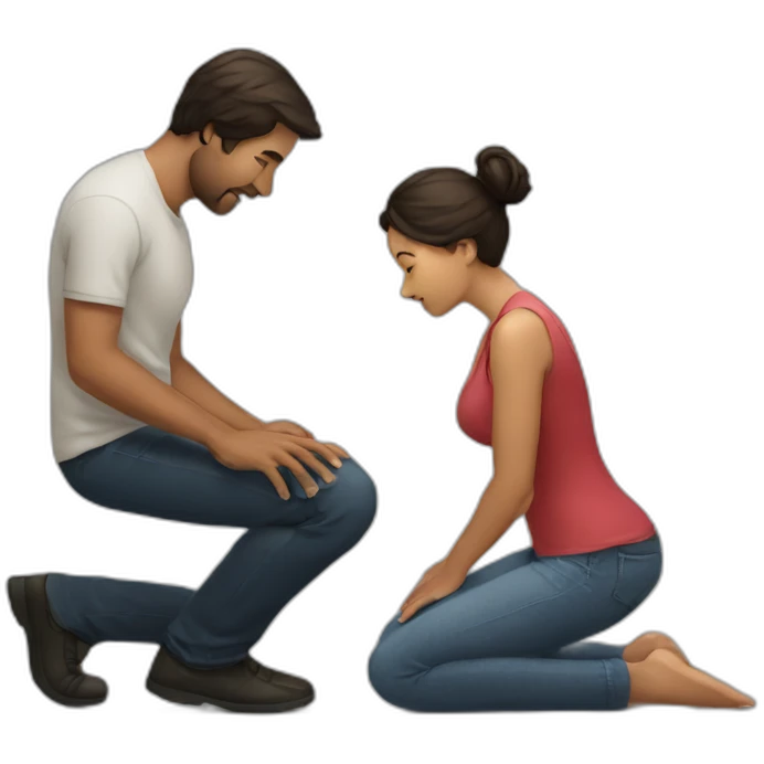 Woman on knees facing man emoji