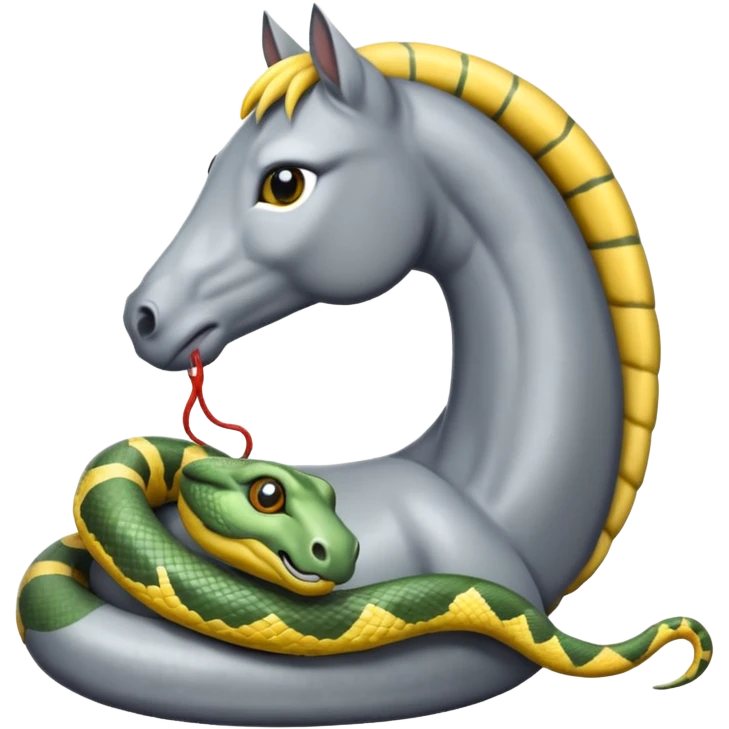 I need a grey horse (or a white one) with a snake emoji