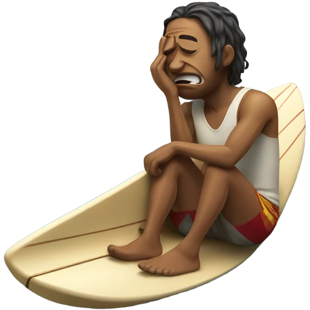 Crying surfer on a boat emoji