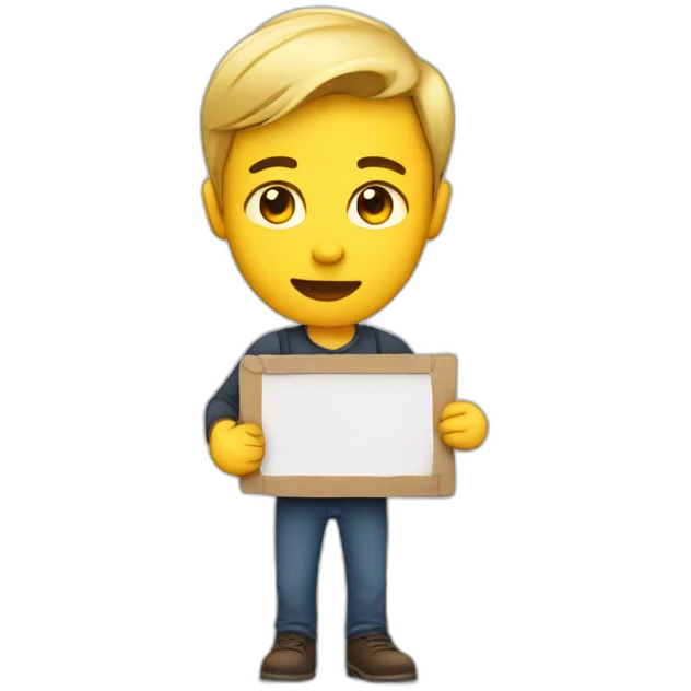 A person holding up a sign saying 'please stop and go away' emoji