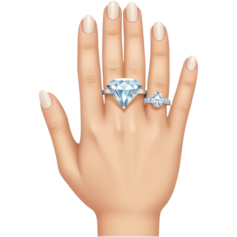 LEFT hand with diamond ring on ring finger (second finger from the pinkie) emoji