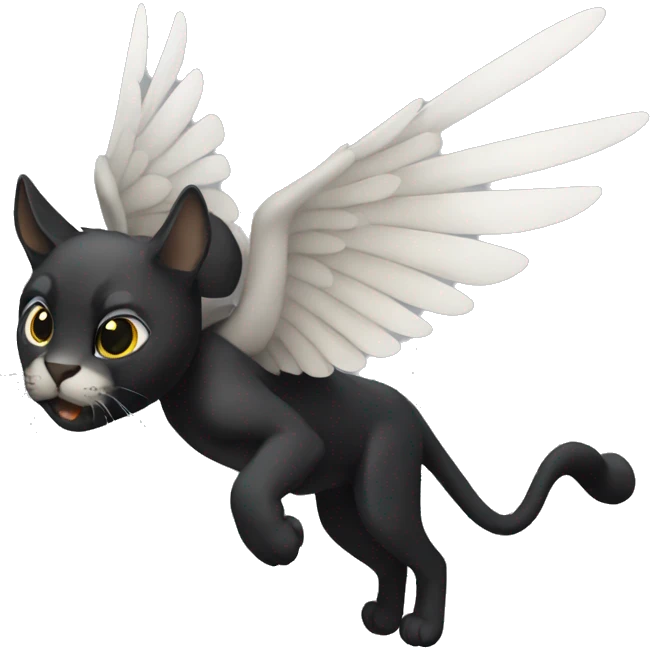 winged black puma flying emoji