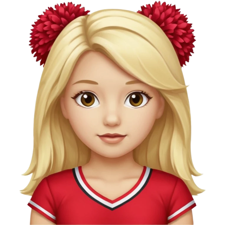 Girl with long blonde hair and pom poms cheerleader emoji