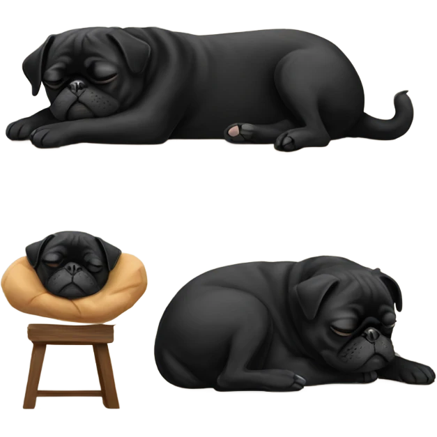 black pug sleeping emoji