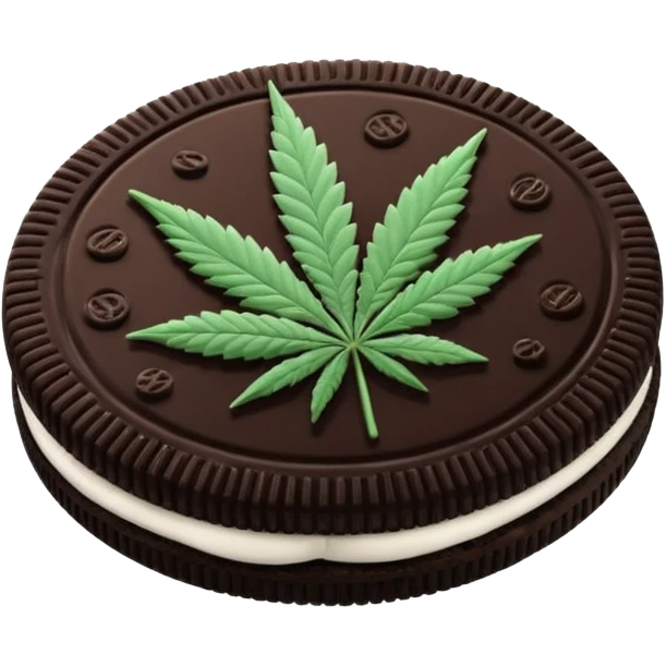 black and white oreo cookies with cannabis leaf emoji
