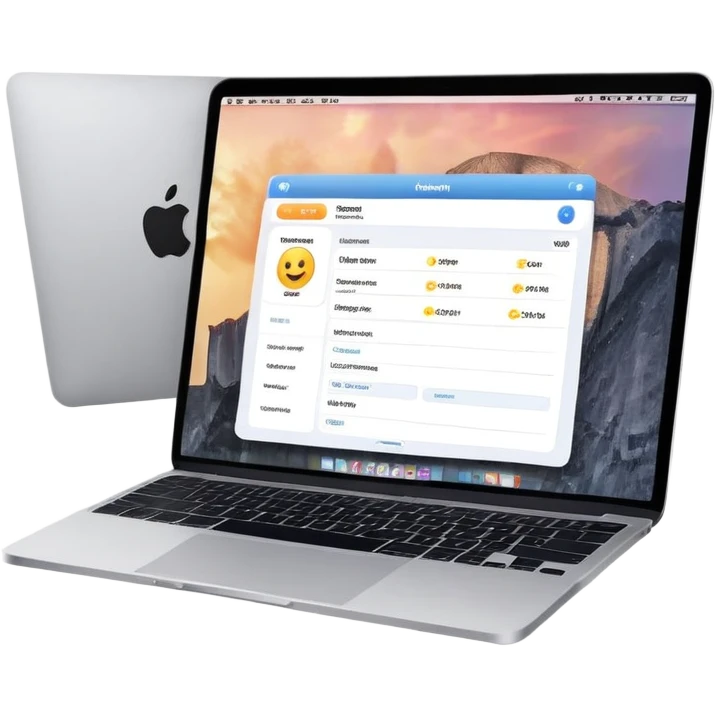 online booking system interface on MacBook screen emoji