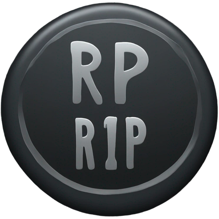 a black grave with the letters RIP on a silver  emoji