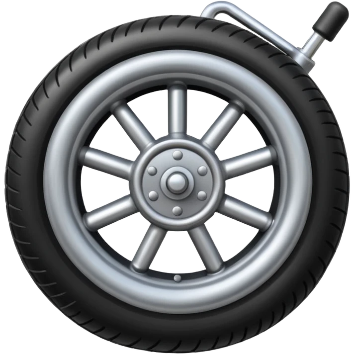 he aircraft's landing gear is one inflated, plump wheel with a strut, black in color emoji