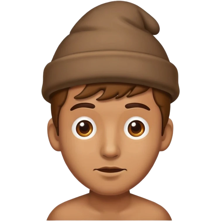Guy wearing poop hat emoji