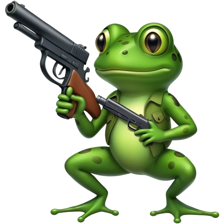 Frog holding a gun emoji