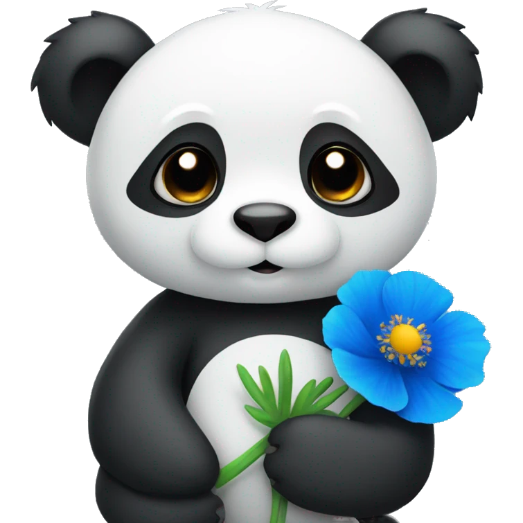 panda holding a blue poppy emoji
