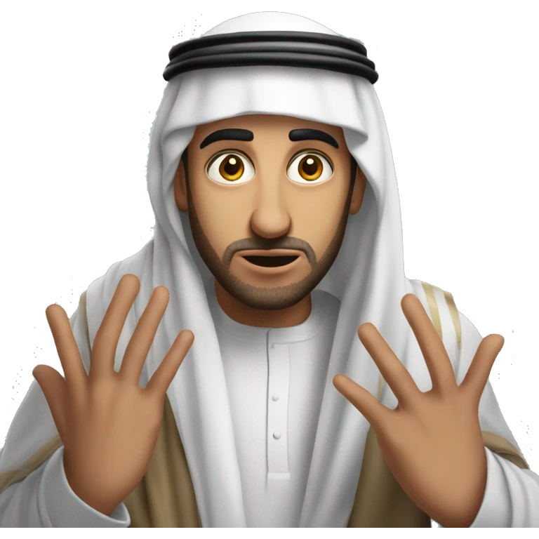 Arab holding his head with his hands photorealistic serious emoji
