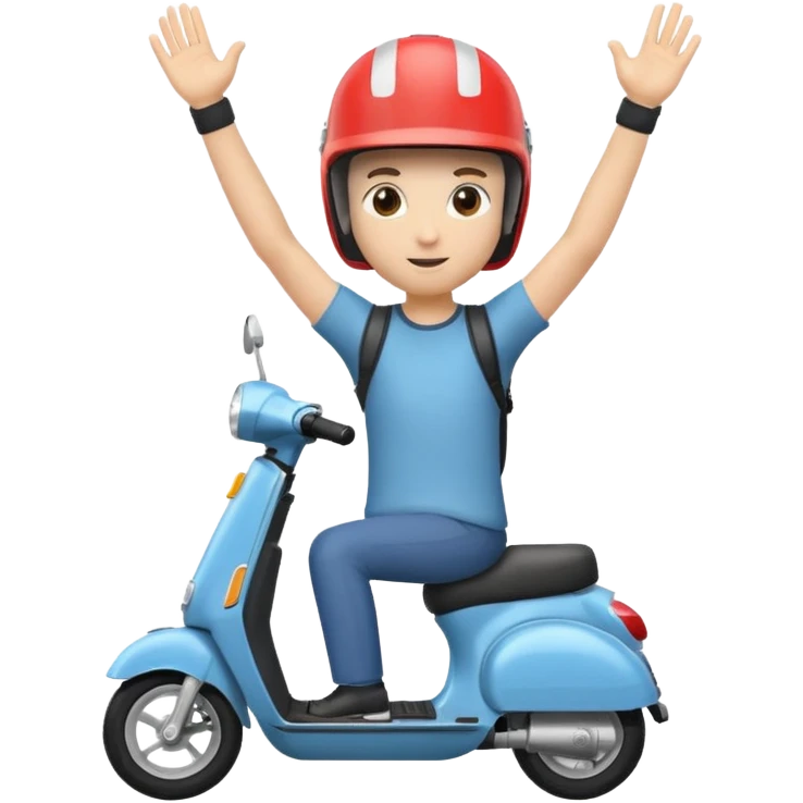 человек на самокате с поднятой рукой emoji