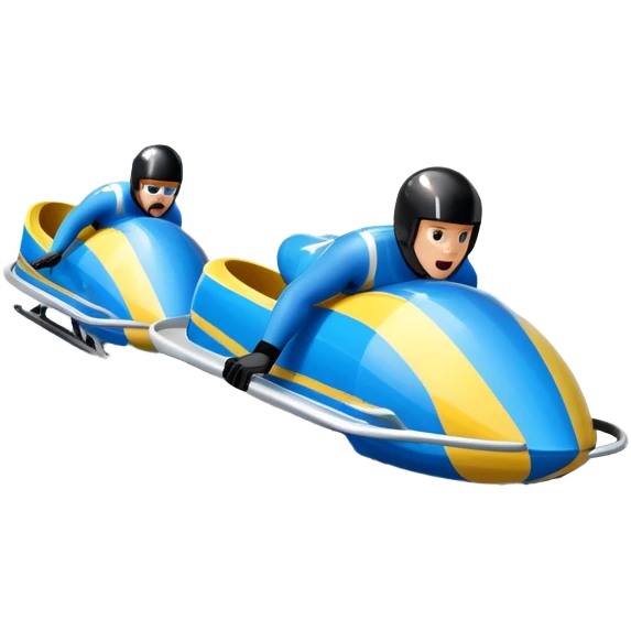 An icon featuring a sleek bobsled with athletes racing down an icy track at high speed, helmets on and bodies aligned for aerodynamics. The scene is set in a stunning snowy mountain valley with pine trees, spectators, and crisp blue sky. Transparent background captures the thrill of bobsleigh. emoji