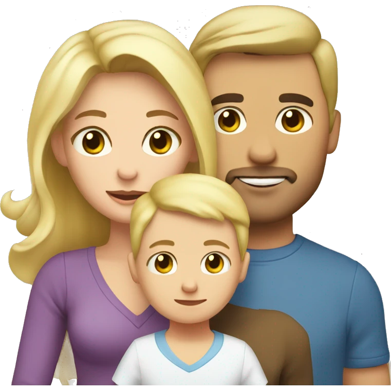 Brunette mom and blonde dad and blonde baby boy emoji