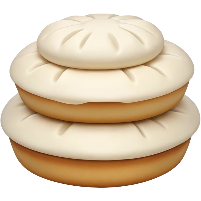 Tianjin Goubuli steamed buns with pinched top, simplified emoji style with bold outlines and bright colors, cartoon style Chinese baozi emoji