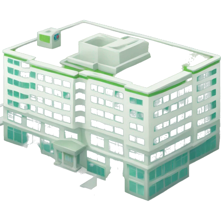 Hospital building with green datails emoji