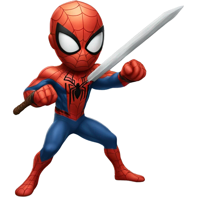 Spider-man with a BIG SWORD in a fighting pose emoji