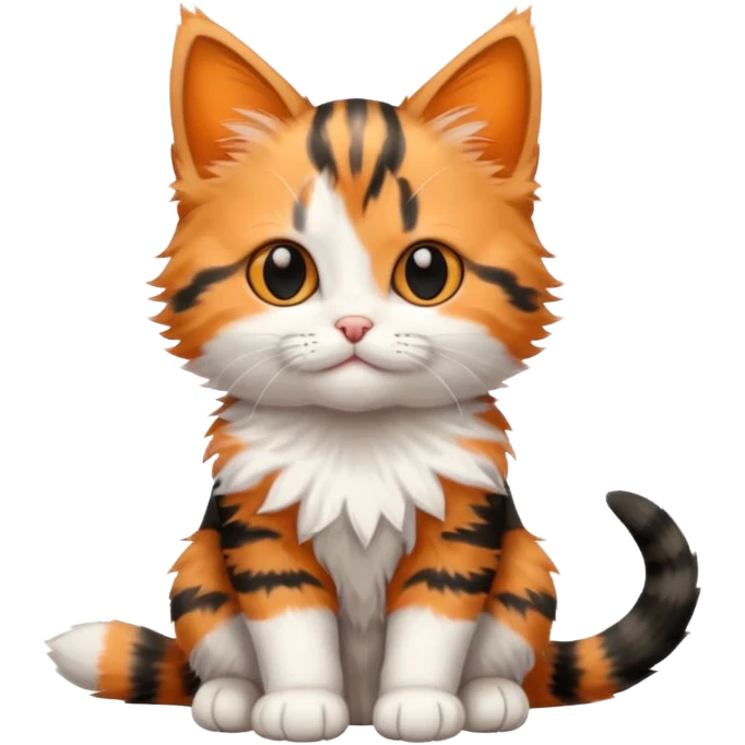 a three colored (orange, blade and white) sitting kitten  emoji