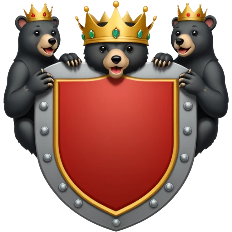 The coat of arms shows on a silver (white) shield, a black bear rampant with tongue and claws in red. On the shield rests a golden five leaved crest coronet, whose tiara of brickwork is provided with a gate in the center. emoji