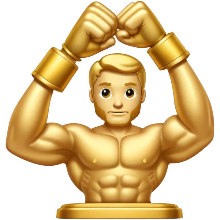 A golden bicep on a stand emoji