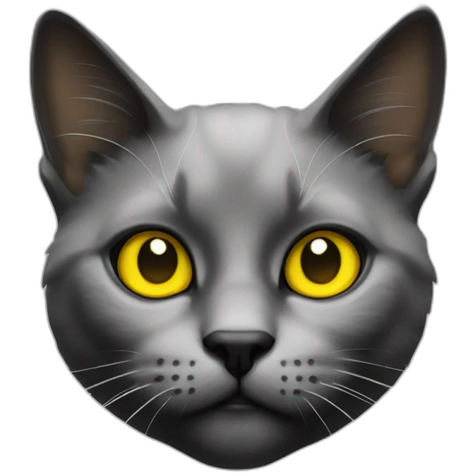 black and yellow stains cat, yellow eyes emoji