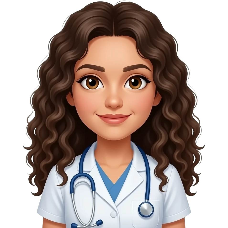 Skinny Brown eyes, long dark brown curly hair Lebanese girl Ultrasound technician emoji
