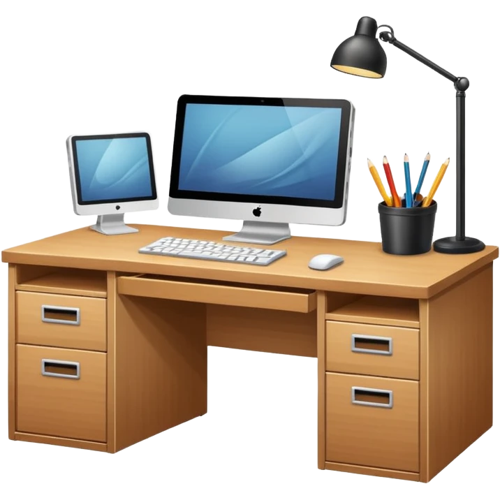 office desk with computer emoji