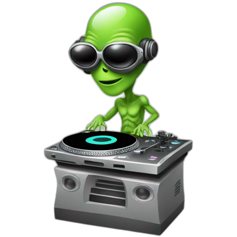 alien DJ with turntable emoji