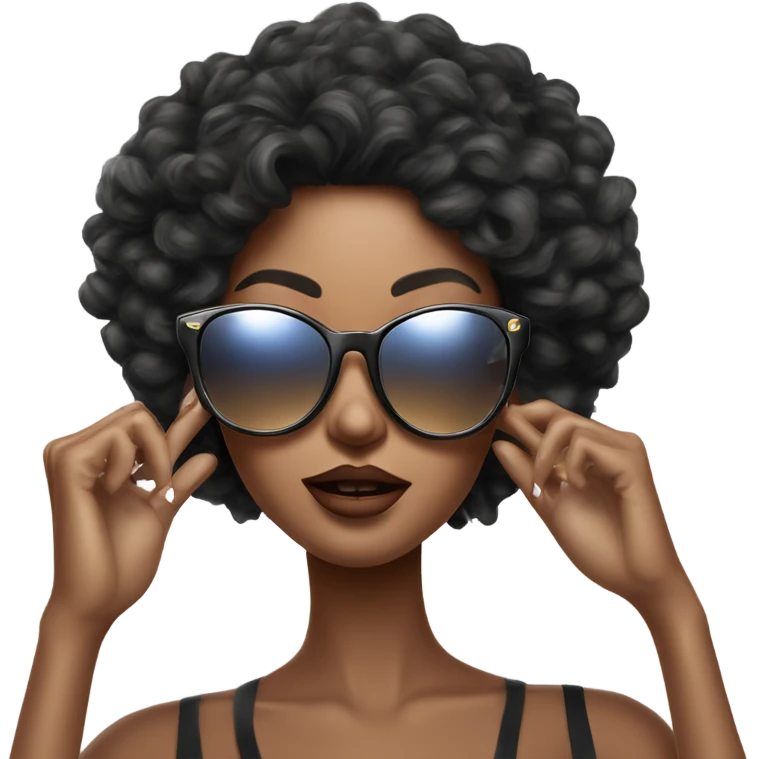 Hyper Realistic beautiful high fashion model putting on sunglasses  emoji