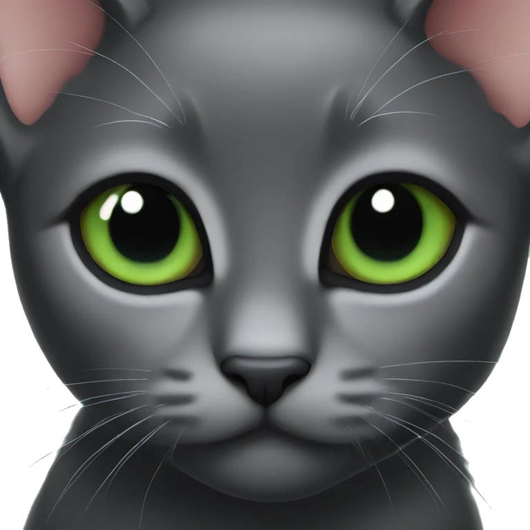 Black kitten with big green eyes emoji