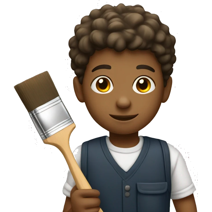 schoolboy holds brush and palette emoji