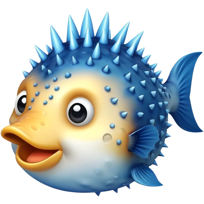 A blowfish puffs up to protect itself, showing off its spiky charm in the ocean emoji