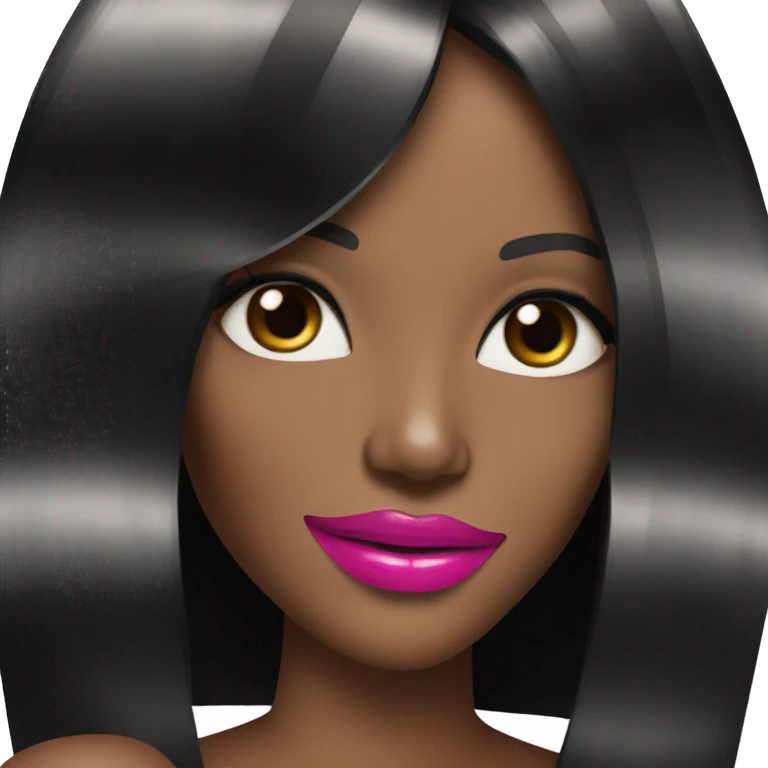 Naomi Campbell long black hair smiling pink lipstick  emoji