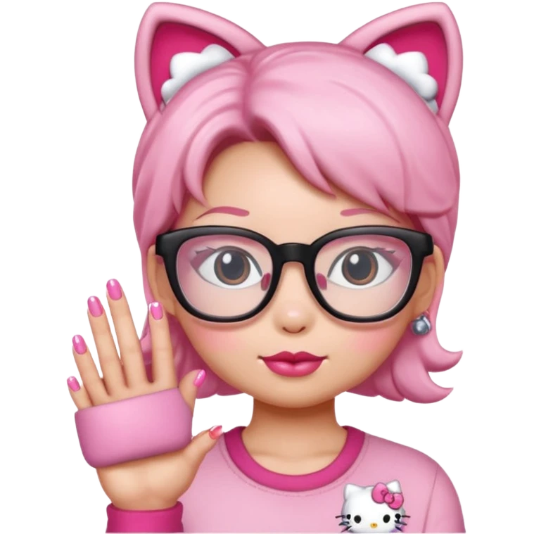 Nails cute hello kitty wear glasses emoji