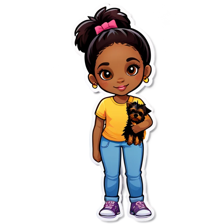 Black girl with yorkie emoji