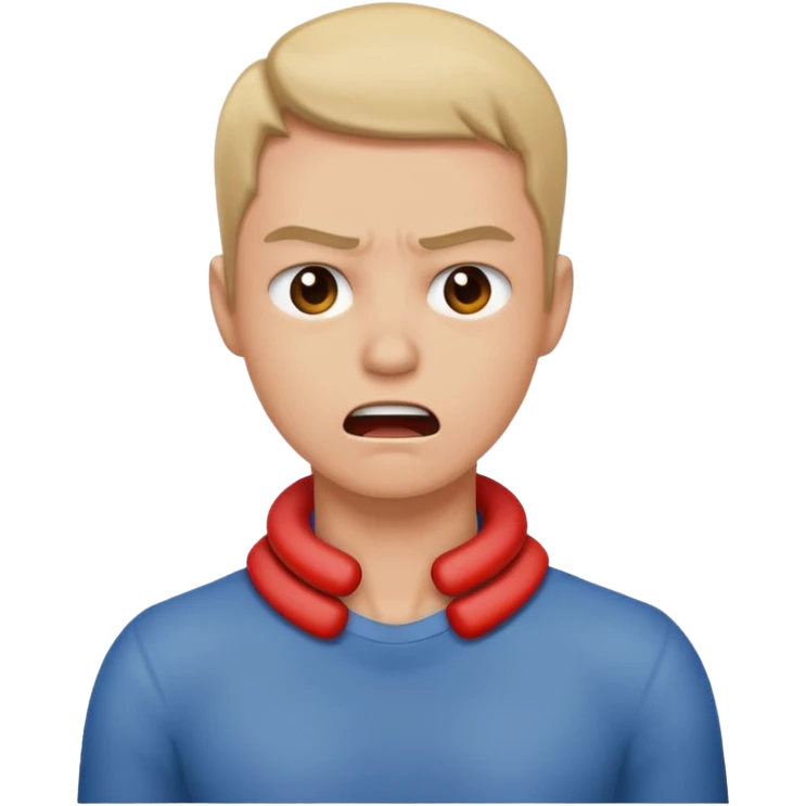 Someone grabbing their own neck angrily emoji