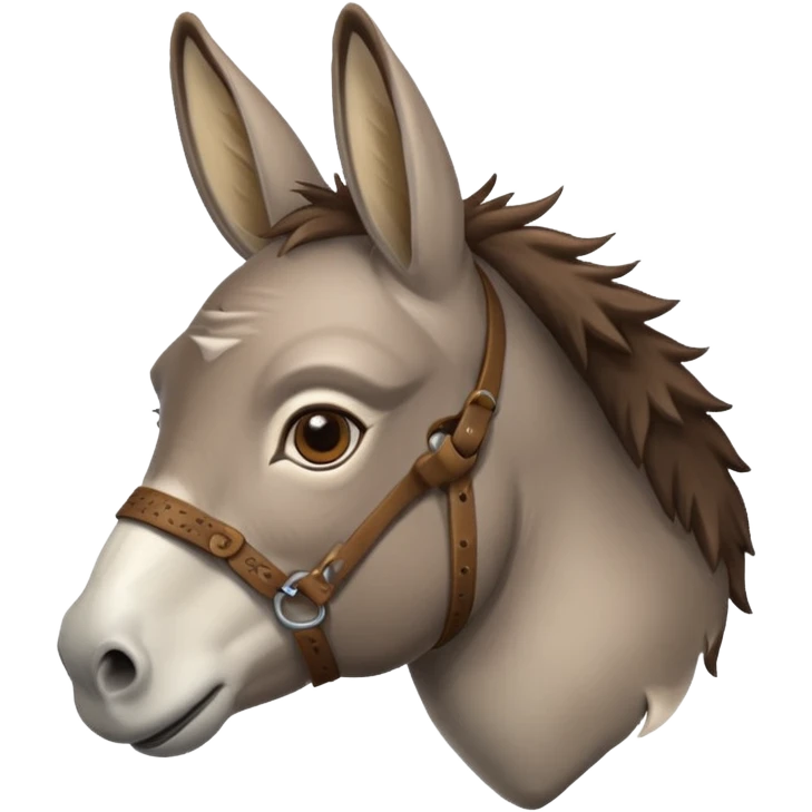 Ein behindert aussehender Eselkopf. Seine Augen sollen in verschiedene Richtungen Blicken  emoji