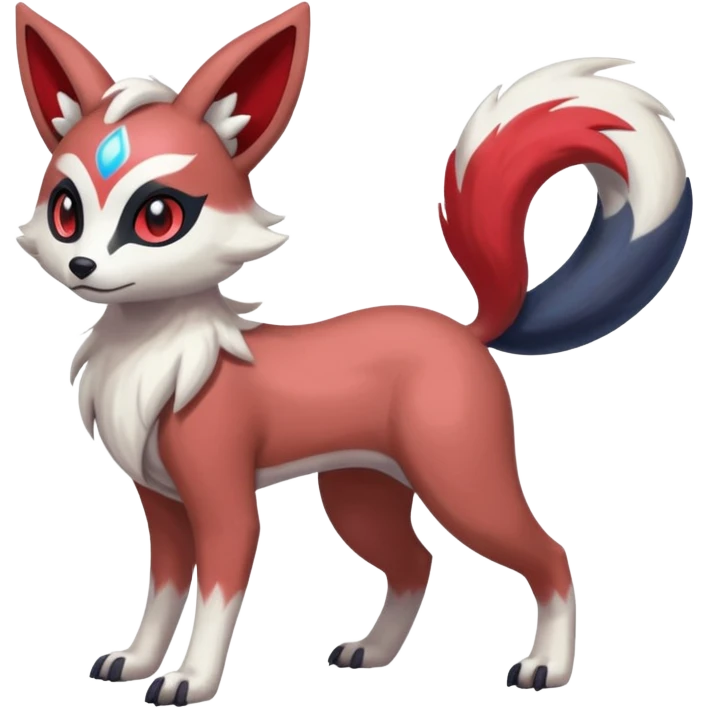 Colorful Skilled Adept Graceful Asian Painted Meloetta-Furret-Lycanroc-Absol-Zangoose-fusion-hybrid-creature (full body) emoji