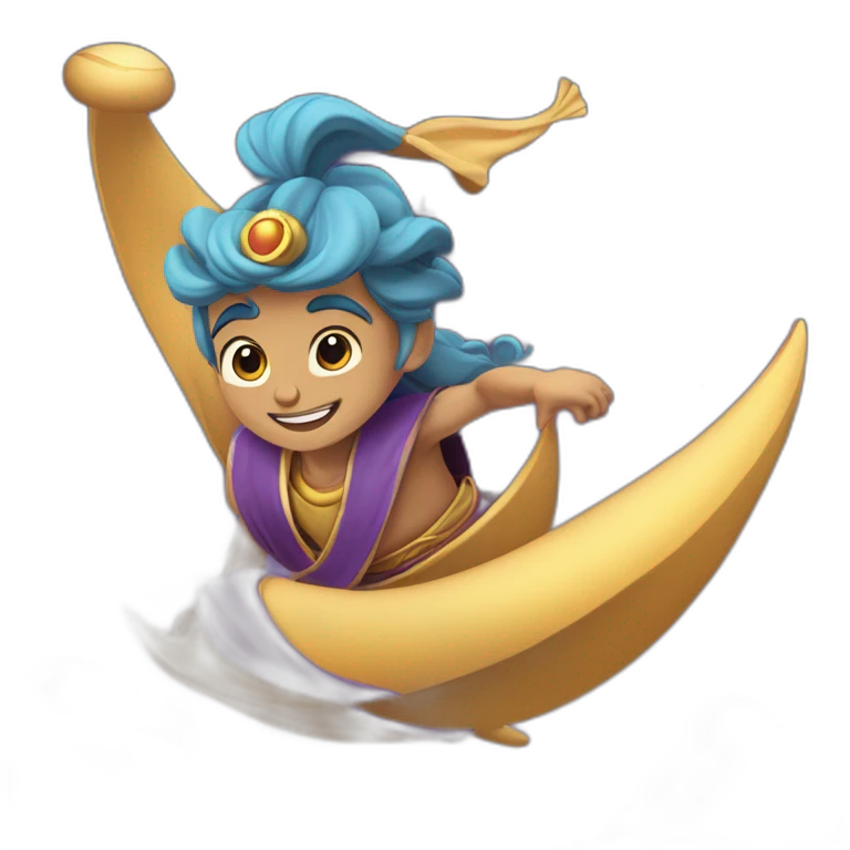 Aladino en vuelo cielo asul emoji