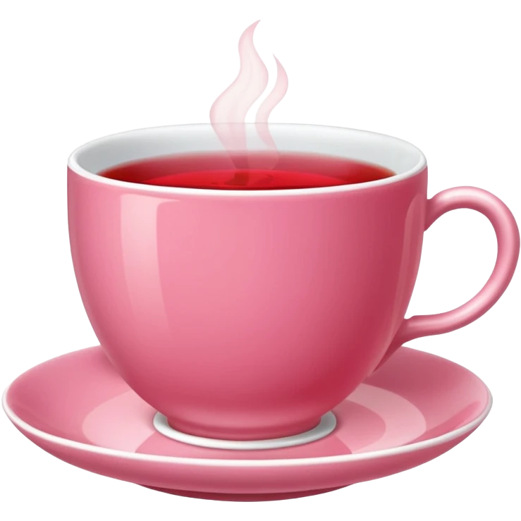 Pink tea cup with strawberry tea in it emoji