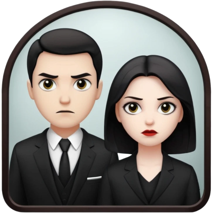 Man killer in mirror behind woman emoji