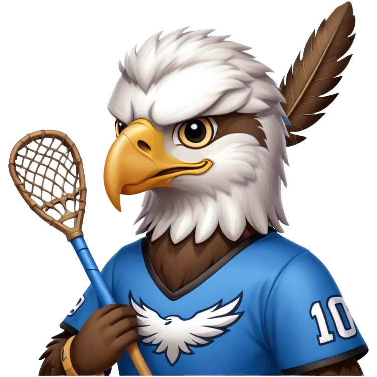 Eagle with lacrosse stick blue jersey emoji