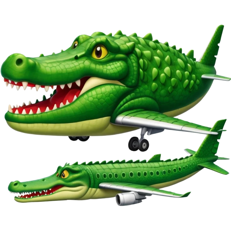 Un avion con cabina de cara de cocodrilo emoji