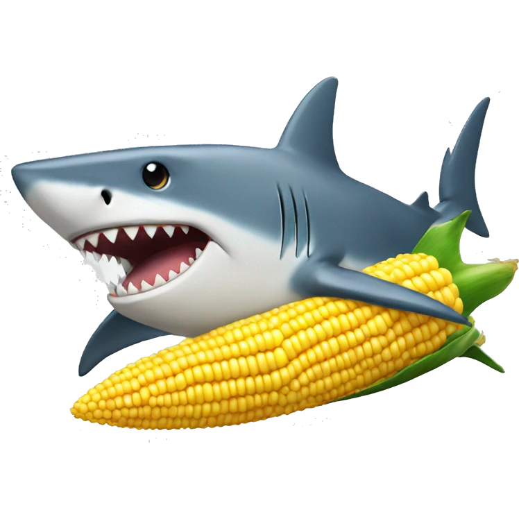 shark with a huge corn emoji