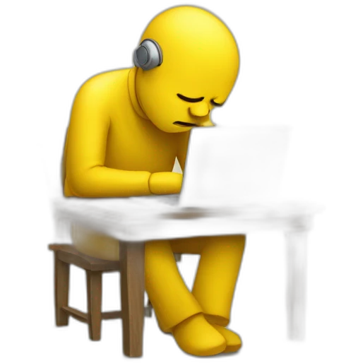 sad yellow man working at laptop emoji