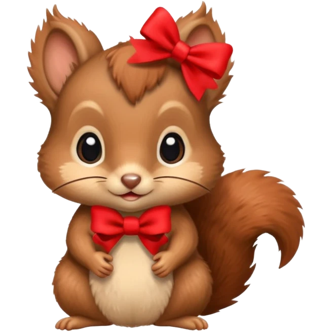 baby squirrel with a tiny red bow emoji
