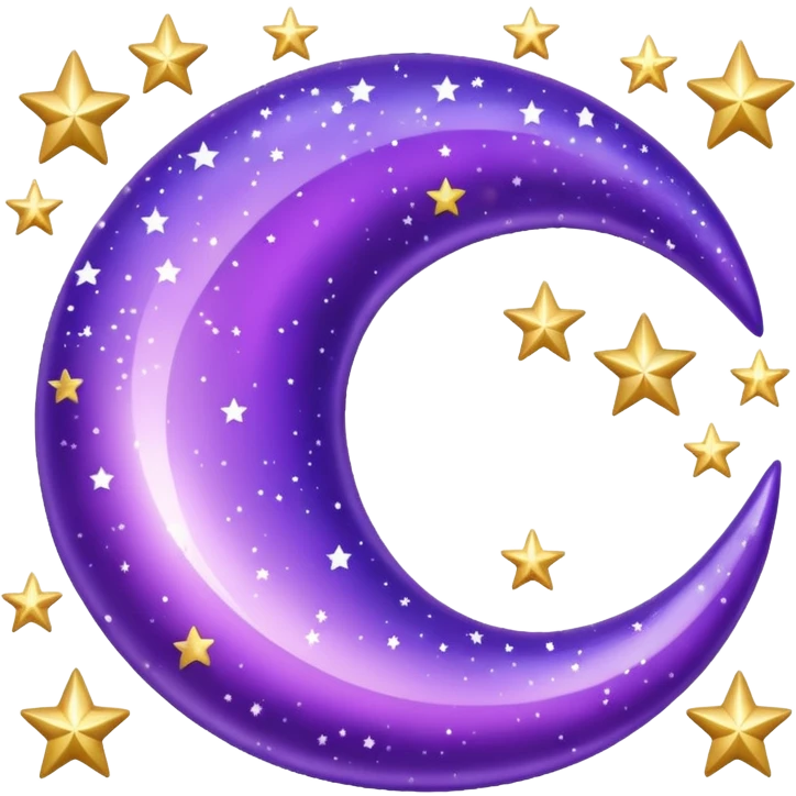 Beautiful sparkly glittery shiny pretty Violet crescent and stars scenery aesthetic decorations emoji