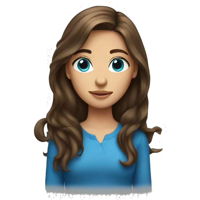 young woman with long brown hair and blue eyes emoji