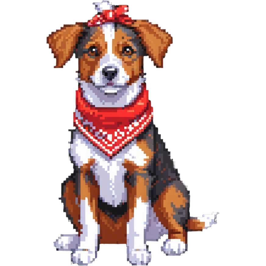 playful dog with a red bandana emoji